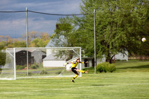 soccer goalie in a net