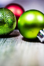 red and green Christmas ornaments 