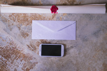 scroll, envelope, and iPhone 
