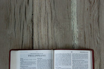 A Bible opened to Philippians 