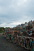 stacks of crab cages