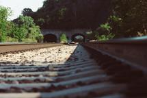 train tracks and tunnel 