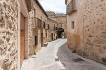 Typical street in the historical town of Pedraza. Segovia. Spain