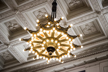chandelier and ornate ceiling in Chicago 