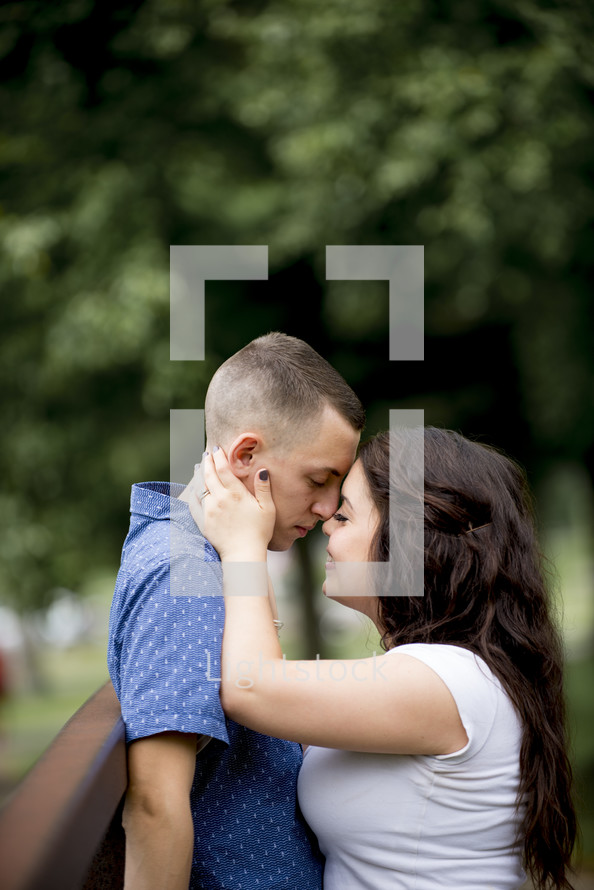 young couple kissing 