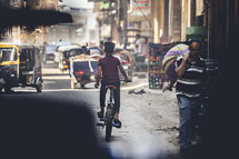 view of crowded rugged streets in a city in Egypt 