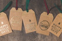 happy holidays and merry Christmas gift tags 