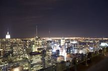 New York City skyline and lights at night