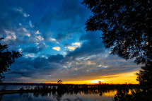 Sunset over the Cooper river from Medkin Abbey in South Carolina, near Charleston