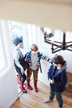 kids getting ready to leave for school 