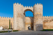 Gate of the Alcazar in the city walls of Avila, Spain