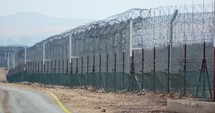 Border of Syria and Israel. Fences with military posts and guards