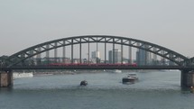 Train on a Cologne bridge