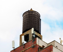 Typical water tank on a roof in New York City