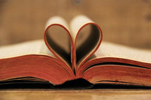 pages of a Bible olden into the shape of a heart