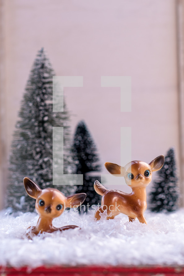 Christmas deer in a snowy scene 