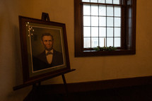 Historic building preserved with portrait of Abraham Lincoln