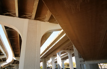 Low angle view of underneath a highway bridge