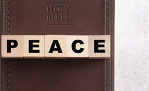Holy Bible and word peace 