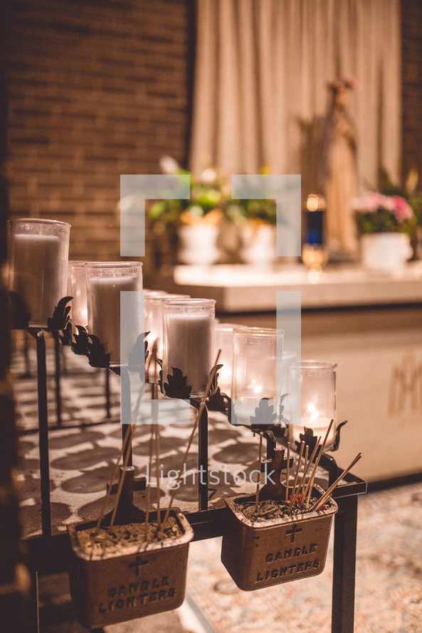 prayer candles in a Catholic church 