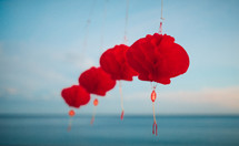 Red Chinese Lanterns at blue hour 
