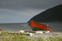 boat tied at the shore