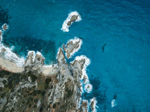 Calabria cliff and ocean overhead aerial