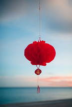 Red Chinese Lantern on blue sky 