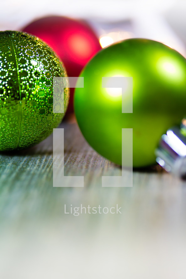 green and red Christmas ornaments 
