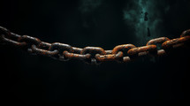 Old rusted chains on a dark background. 