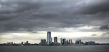 New York City sky scrapers across the harbor