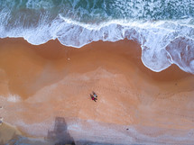 aerial view over people on a beach