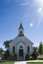white church with a steeple 