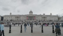 London, United Kingdom - Trafalgar Square, The National Gallery, Nelson's Column Monument, Statues and Sculptures