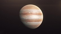 Planet Jupiter Rotating In Its Orbit In The Outer Space - animation	