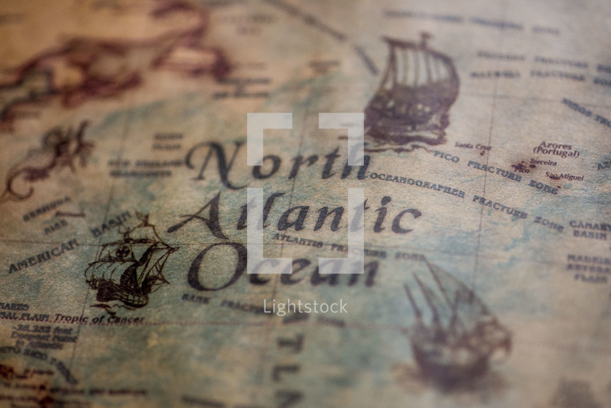 North Atlantic Ocean map 