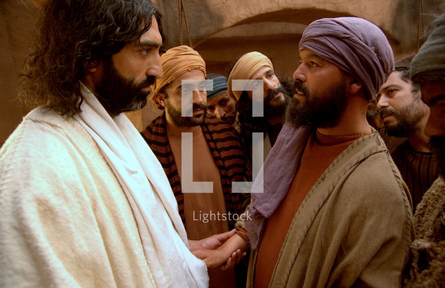 Jesus talking to men