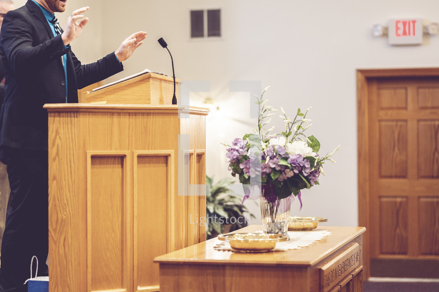 pastor preaching on Sunday morning 