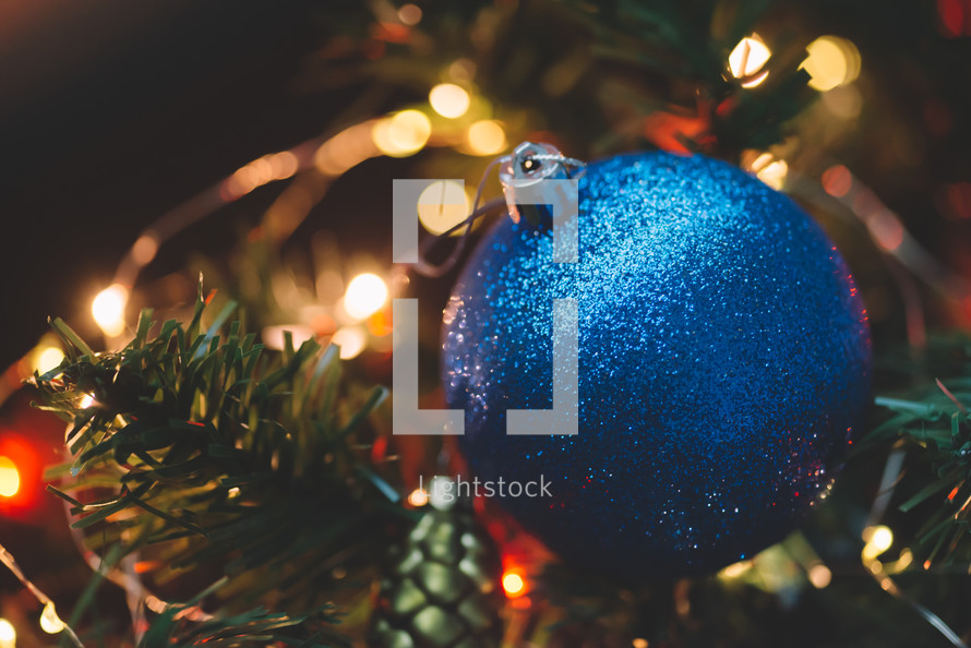 Blue glitter Christmas tree toy