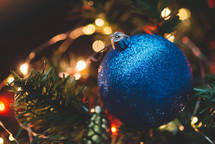 Blue glitter Christmas tree toy