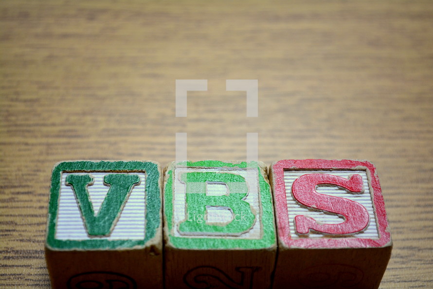 Children's building blocks with the letters VBS.