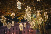 Decorative angel Christmas illuminations in the street