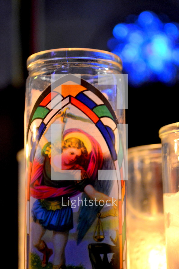 prayer votive candle in a church