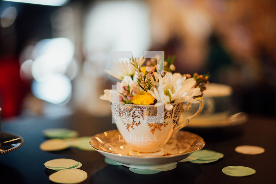 flowers in a teacup 