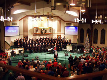 church congregation at Christmas 