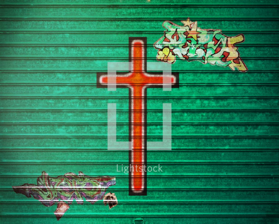 cross painted on a wall 