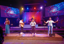 worship team on stage during a worship service 