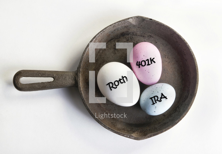roth, IRA, 401K stones in a cast iron skillet 