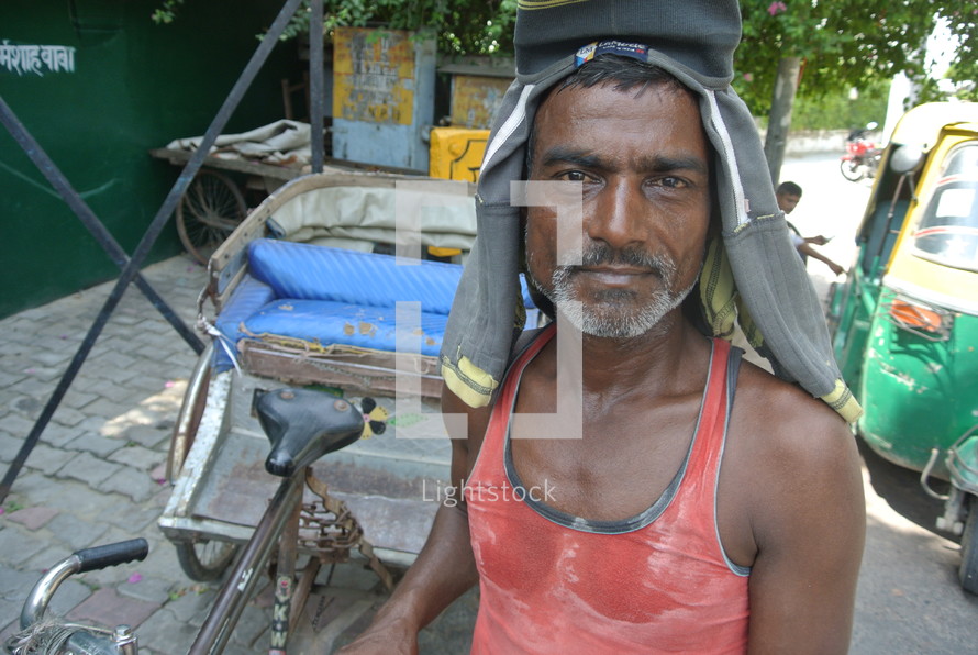 a pedicab driver in India 