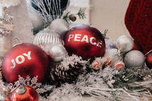 peace and joy Christmas ornaments